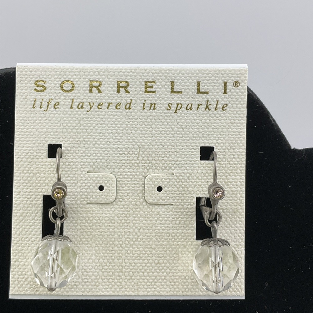 Sorrelli Simple‎ Clear crystal and pink drop style lever back pierced Earrings